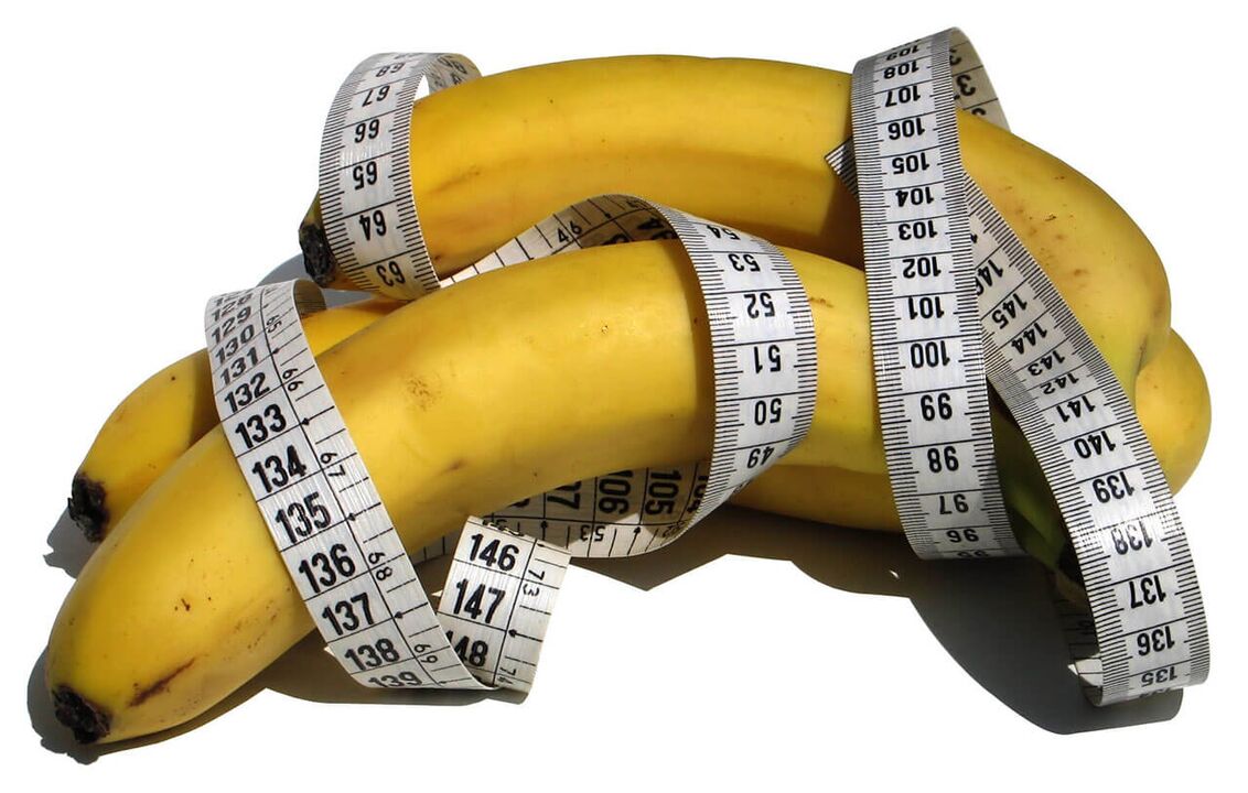 Zwiększony penis - centymetr bananów